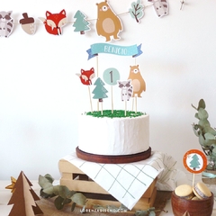 DECO TORTA BANDEROLA + TOPPERS FORMITAS DE PERSONAJES - TEMÁTICA A ELECCIÓN