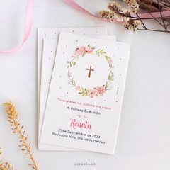 ESTAMPITA COMUNIÓN MODELO FLORES ROSAS - comprar online