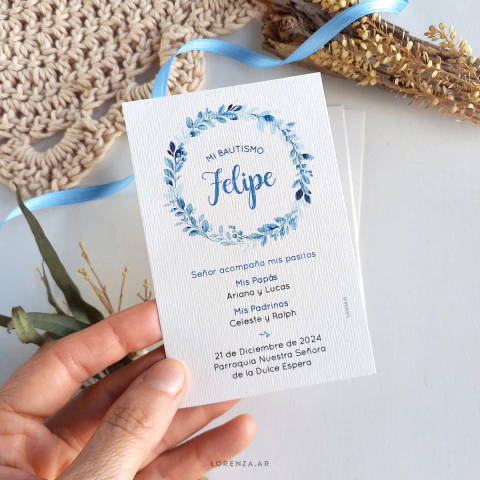 ESTAMPITA BAUTISMO MODELO GASPAR AZUL - comprar online