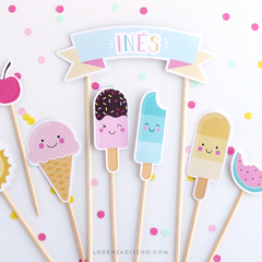 HELADITOS - KIT DECORACION CUMPLEAÑOS IMPRESO