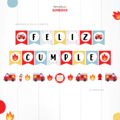 BOMBEROS / KIT DECO CUMPLE IMPRESO - Lorenza Diseño