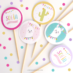 LLAMAS - KIT DECORACION CUMPLEAÑOS IMPRESO - tienda online