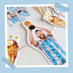 FUTBOL MESSI - KIT DECORACION CUMPLEAÑOS IMPRESO