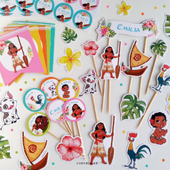 MOANA - KIT DECORACION CUMPLEAÑOS IMPRESO - Lorenza Diseño