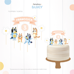 TEMÁTICA BLUEY CON FLORES en internet
