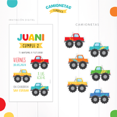 CAMIONETAS - DECORACION CUMPLEAÑOS IMPRESO