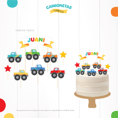 CAMIONETAS - DECORACION CUMPLEAÑOS IMPRESO - Lorenza Diseño
