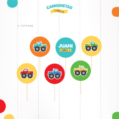 CAMIONETAS - DECORACION CUMPLEAÑOS IMPRESO - tienda online