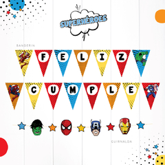 SUPERHÉROES - KIT DECORACION CUMPLEAÑOS IMPRESO - comprar online