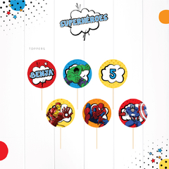 SUPERHÉROES - KIT DECORACION CUMPLEAÑOS IMPRESO - Lorenza Diseño