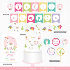 Imagen de KIT IMPRIMIBLE - LLAMAS Y FLORES