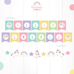 UNICORNIO - KIT DECORACION CUMPLEAÑOS IMPRESO - comprar online