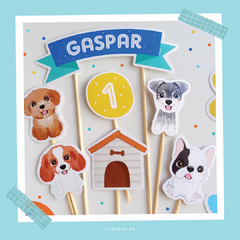 PERRITOS CACHORROS / KIT DECORACION CUMPLEAÑOS IMPRESO - Lorenza Diseño