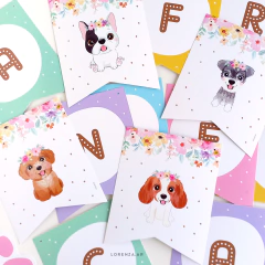 KIT IMPRIMIBLE - PERRITOS Y FLORES - tienda online