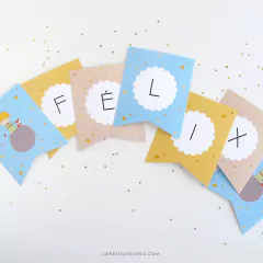 BANDERIN NOMBRE (HASTA 8 RECTÁNGULOS) - TEMÁTICA A ELECCIÓN en internet