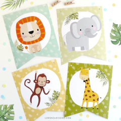 ANIMALES DE LA SELVA - KIT DECORACION CUMPLEAÑOS IMPRESO en internet