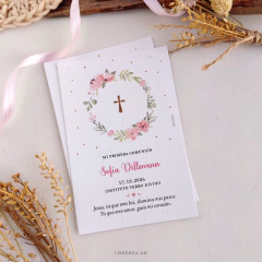 ESTAMPITA COMUNIÓN MODELO FLORES ROSAS 2 - comprar online