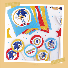 SONIC - KIT DECORACION CUMPLEAÑOS IMPRESO