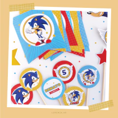 SONIC - KIT DECORACION CUMPLEAÑOS IMPRESO