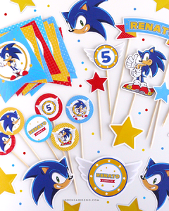 SONIC - KIT DECORACION CUMPLEAÑOS IMPRESO - comprar online