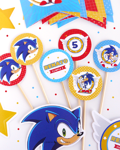 SONIC - KIT DECORACION CUMPLEAÑOS IMPRESO - Lorenza Diseño