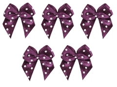 5 Mini MOÑOS VIOLETA de 2,5cm con CINTA DE TELA a LUNARES para decorar - comprar online