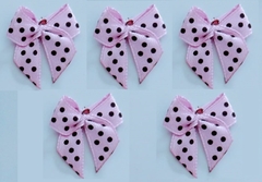 Mini MOÑO ROSA de 2,5cm con CINTA DE TELA a LUNARES para decorar (copia) en internet