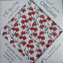 20 hojas AMAPOLA ROJA 10x10cm, simple faz. Erquita