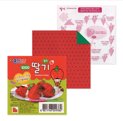 50 hojas FRUTILLA 9x9cm rojo y verde al reverso. Marca Jong ie Nara en internet