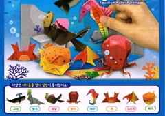 Papel ANIMALES MARINOS impresos + diagramas+ base fondo del mar