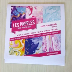 24 hojas MARBLE MINI bifaz 10x10cm.Les Papeles - Hojas de Arte Origami