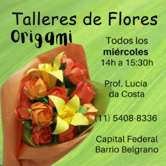 Curso de FLORES em origami. PRESENCIAL. Valor por taller: