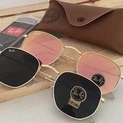 Kit C/2 Oculos De Sol Ray-Ban Hexagonal De Cristal Cores Variadas