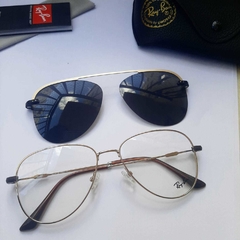 Óculos Armação P/Grau Ray-Ban Aviador Clip On 2 em 1