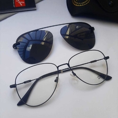 Óculos Armação P/Grau Ray-Ban Aviador Clip On 2 em 1 na internet