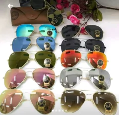 Imagem do kit c/2 oculos de sol Ray-Ban Aviador + Round de cristal cores variadas