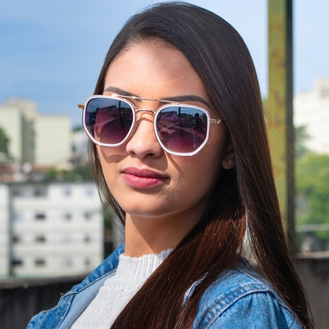 Óculos de Sol Vianna Rosê e Branco - comprar online
