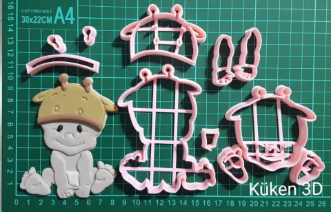 Cortante Bebe Collage 10cm Baby Shower con gorro jirafa