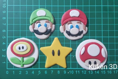 Cortante tematica mario Bros ideal cupcakes 5cm collage