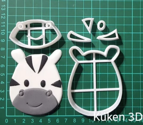 Cortante Animales Selva Cabezas 8cm Collage Cebra modparada - Cortantes KUKEN 3D