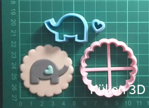 Cortante elefante con circulo rizado 5cm collage mod7 elefantito