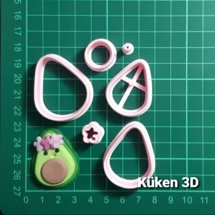 Cortante Palta 4cm collage kawaii comida fruta flores mod2