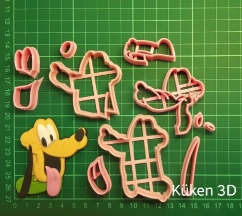 Cortante Cara Pluto 7cm collage mickey minnie