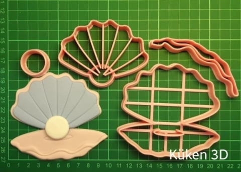 Cortante Ostra abierta 10cm mod2 Caracol Mar Playa collage