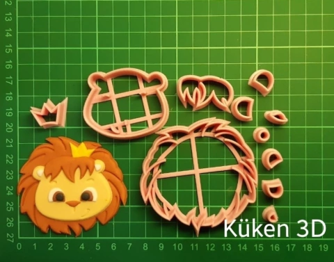 Cortante cara leon con corona 7cm Selva Animal Collage