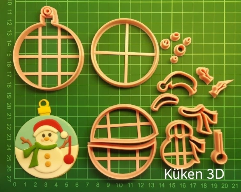 Cortante adorno navideño con muñeco nieve mod7 collage 8cm navidad