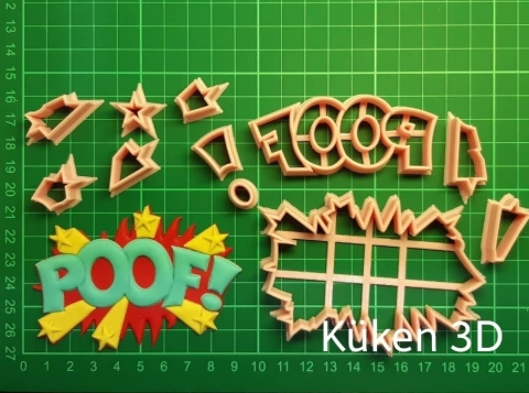 Cortante Onomatopeya POOF! Superheroes Golpe Comic 9cm