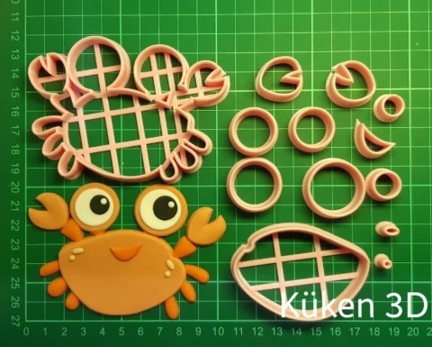 Cortante cangrejo Baby Shark 10cm tiburon collage mar infantil mod1