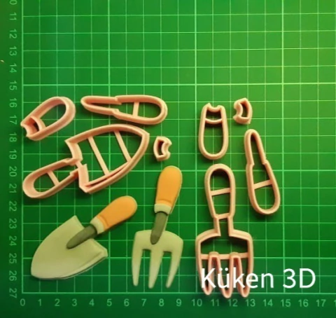 Set Cortantes pala y rastrillo 7cm collage jardineria