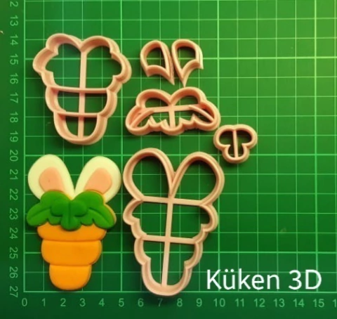 Cortante Zanahoria con orejas 7cm collage Verdura Comida conejo